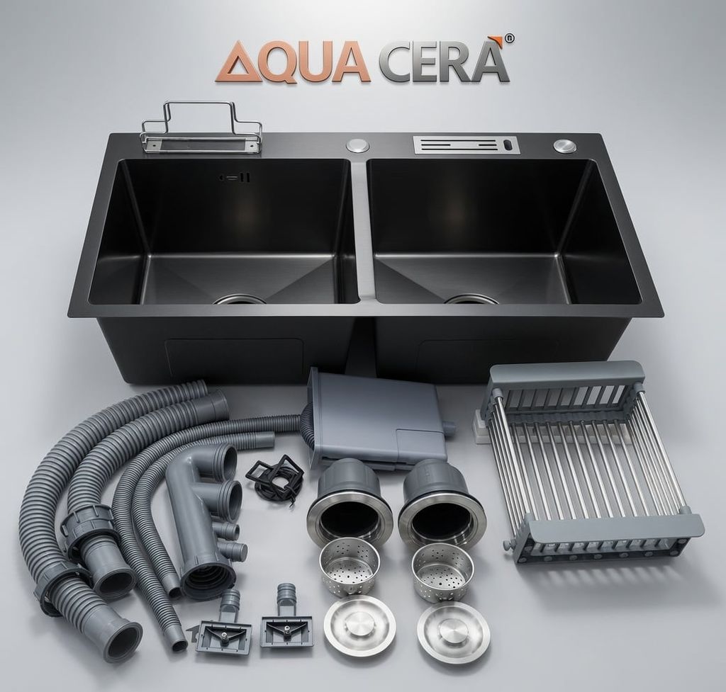 CHẬU RỬA CHÉN 2 HỘC INOX 304 - KÍCH THƯỚC 82X45