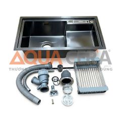 CHẬU RỬA CHÉN INOX 304 ĐÚC PHỦ NANO - 1 HỘC CÓ BÀN CHỜ - KÍCH THƯỚC 82x45