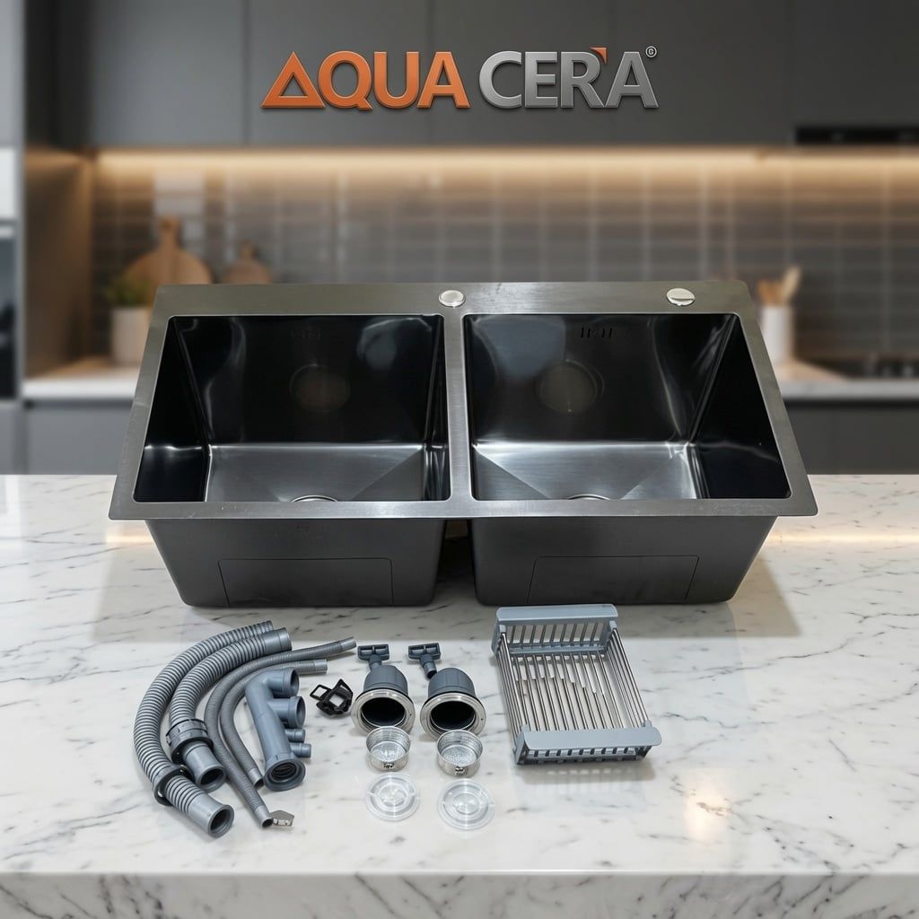 CHẬU RỬA CHÉN 2 HỘC INOX 304 - KÍCH THƯỚC 82X45