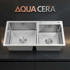 CHẬU RỬA CHÉN 2 HỘC INOX 304 - KÍCH THƯỚC 82X45