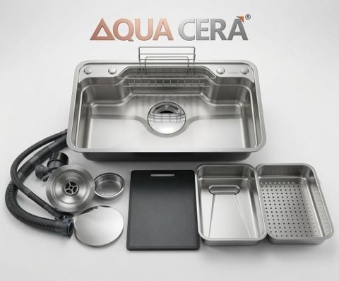 CHẬU RỬA CHÉN INOX 304 ĐÚC - 1 HỘC 82x48