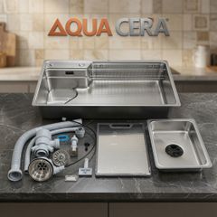 CHẬU RỬA CHÉN INOX 304 ĐÚC - 1 HỘC 82x48JSL