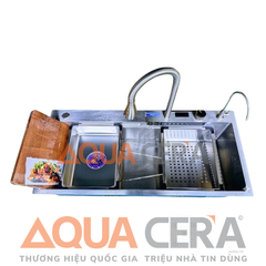 CHẬU RỬA CHÉN VÒI THÁC INOX 304 - 90x46