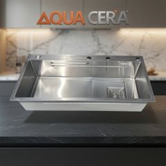 CHẬU RỬA CHÉN INOX 304 ĐÚC - 1 HỘC 90x46cm