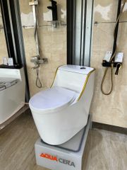 BỒN CẦU LIỀN KHỐI TRẮNG - VIỀN VÀNG - CM04