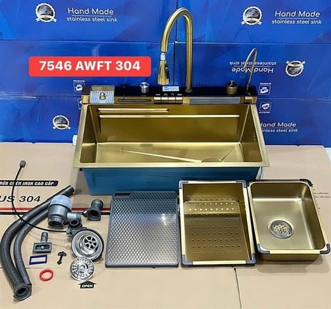 CHẬU CHÉN 5P MẠ VÀNG 7546AWFT 304