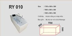 BỒN TẮM ĐƠN CÓ MASSAGER 1M6*1M*550