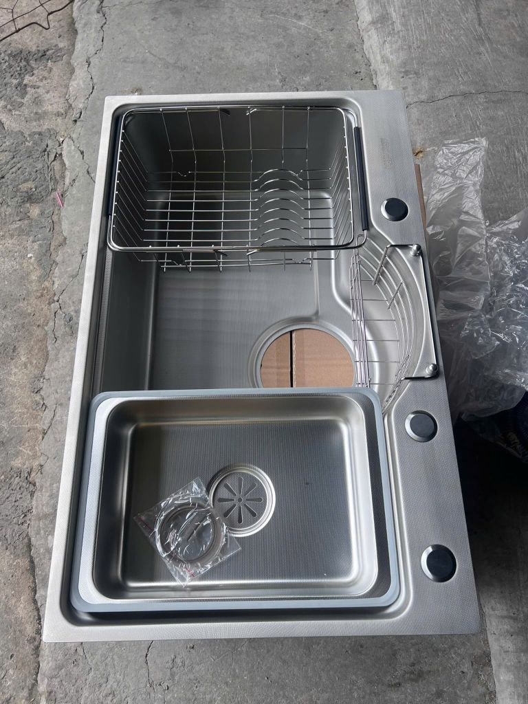 CHẬU RỬA CHÉN INOX 304 ĐÚC - 1 HỘC 75x46cm