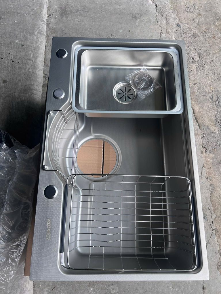 CHẬU RỬA CHÉN INOX 304 ĐÚC - 1 HỘC 75x46cm