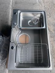 CHẬU RỬA CHÉN INOX 304 ĐÚC - 1 HỘC 75x46cm