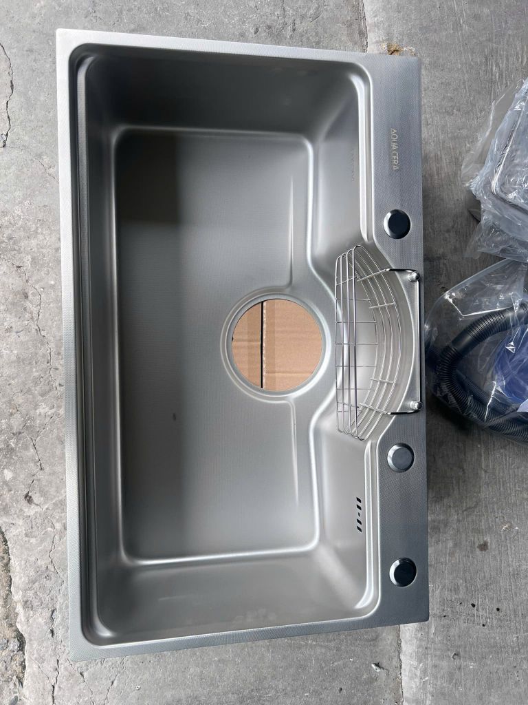 CHẬU RỬA CHÉN INOX 304 ĐÚC - 1 HỘC 75x46cm