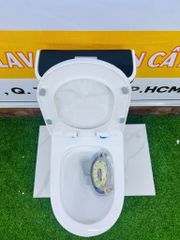 Bồn Cầu 1 Khối Trắng Viền Kẻ Đen AQUACERA 069TCD