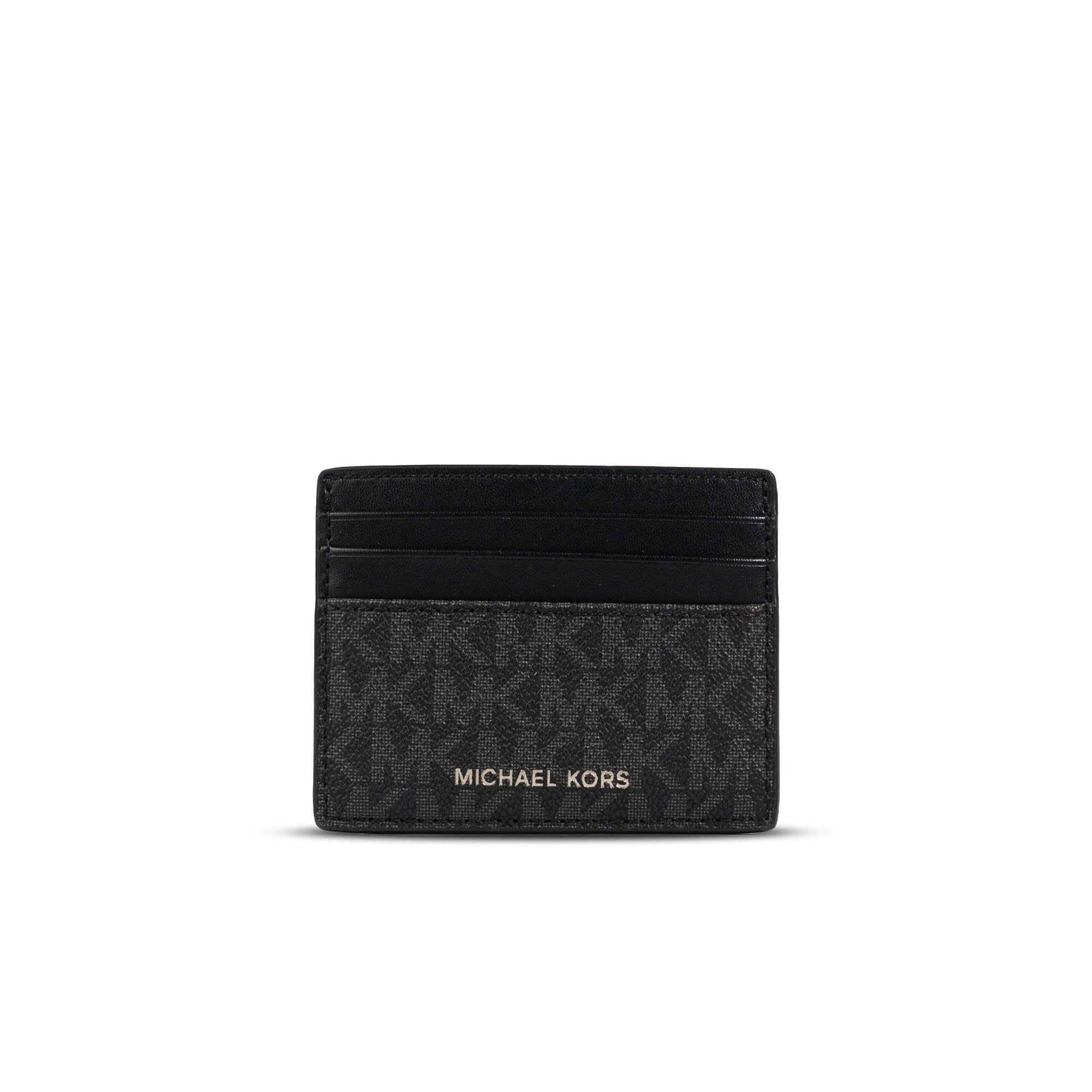  Ví đựng thẻ Card Holder Michael Kors Men Black Signature MK Logo Tall Card Case 