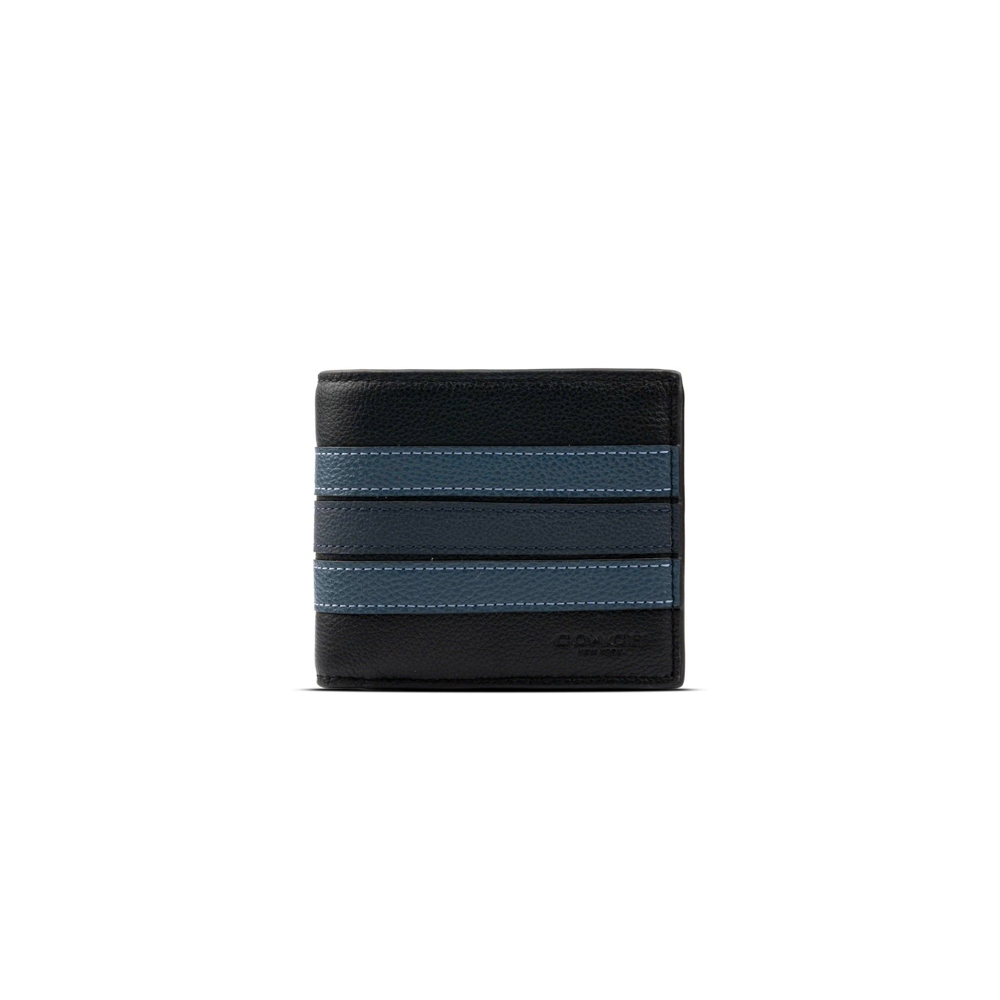 VÍ COACH NAM WALLET WITH VARSITY STRIPE ' BLACK NAVY ' 24649 
