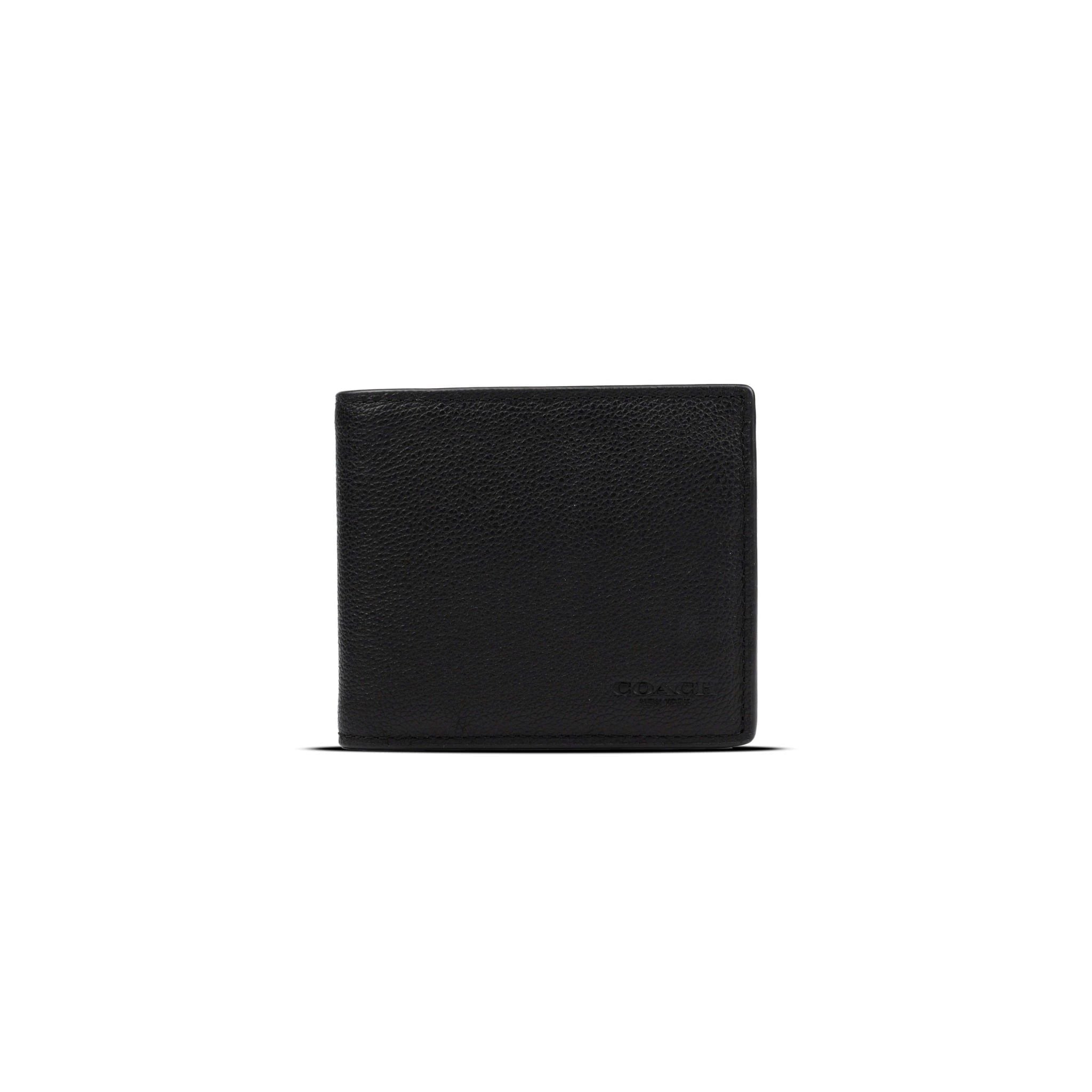  VÍ COACH NAM COMPACT ID WALLET IN SPORT CALF LEATHER ' BLACK ' 74991 