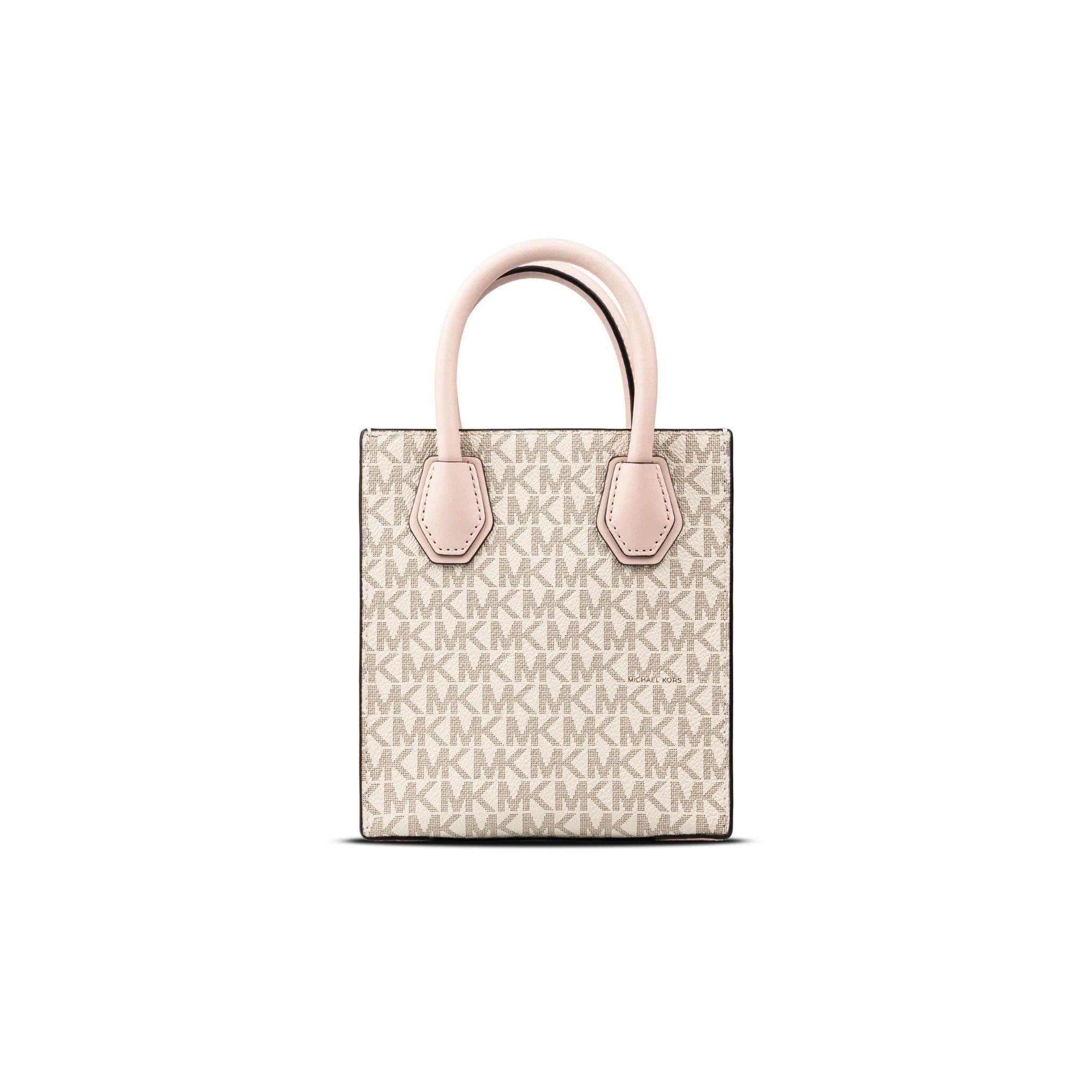  Túi Michael Kors MK Mercer Extra-Small Logo And Leather Crossbody Bag Màu Trắng Hồng 