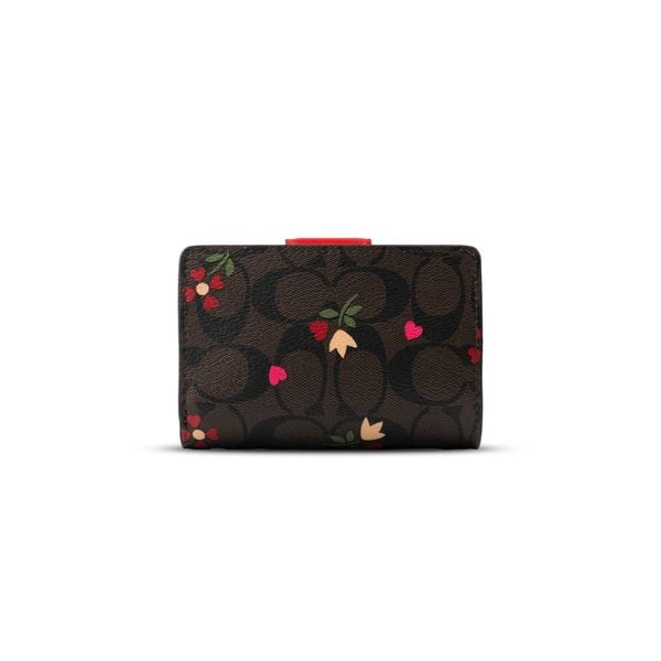  Ví Coach Medium Corner Zip Wallet In Signature Canvas With Heart Petal Print 