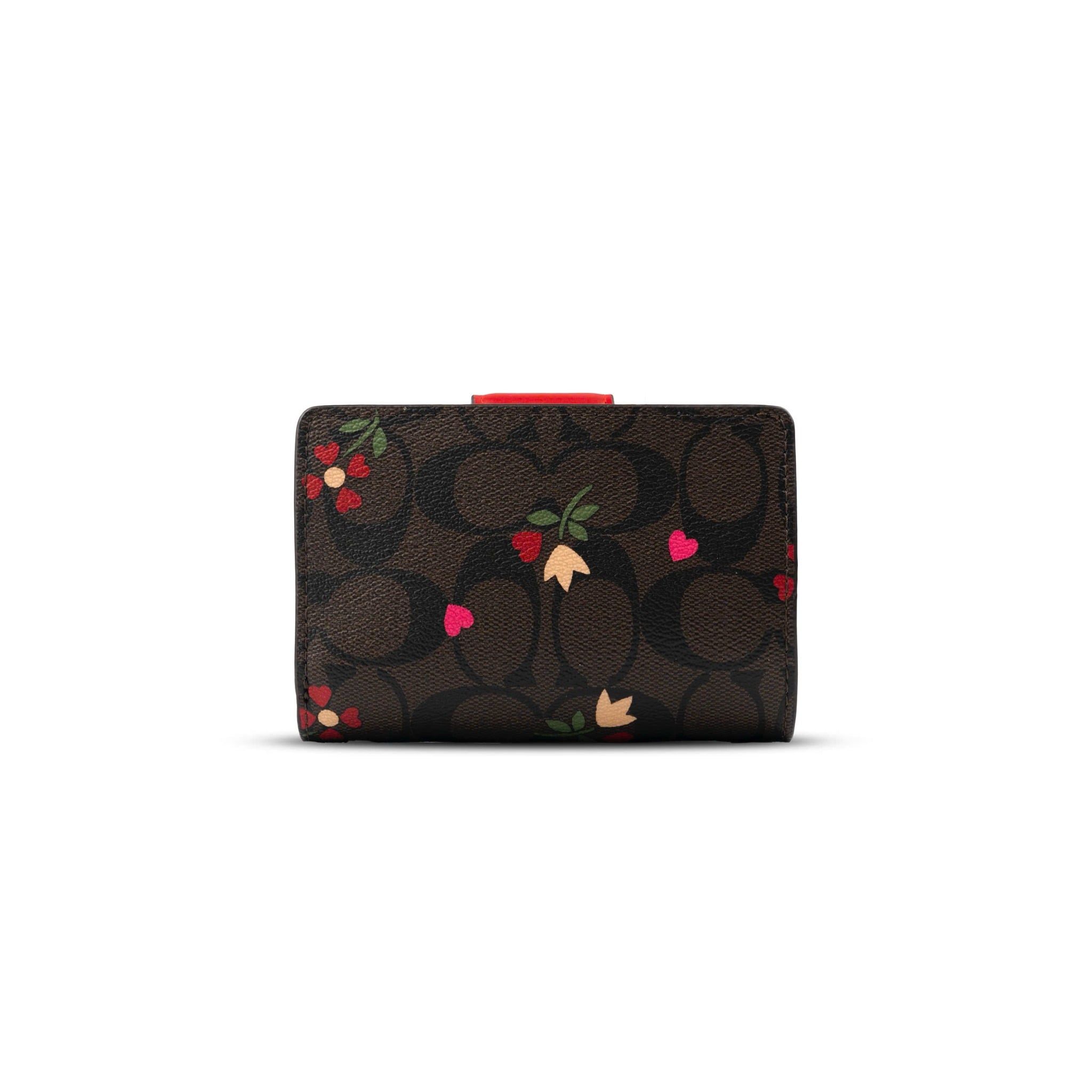  Ví Coach Medium Corner Zip Wallet In Signature Canvas With Heart Petal Print 