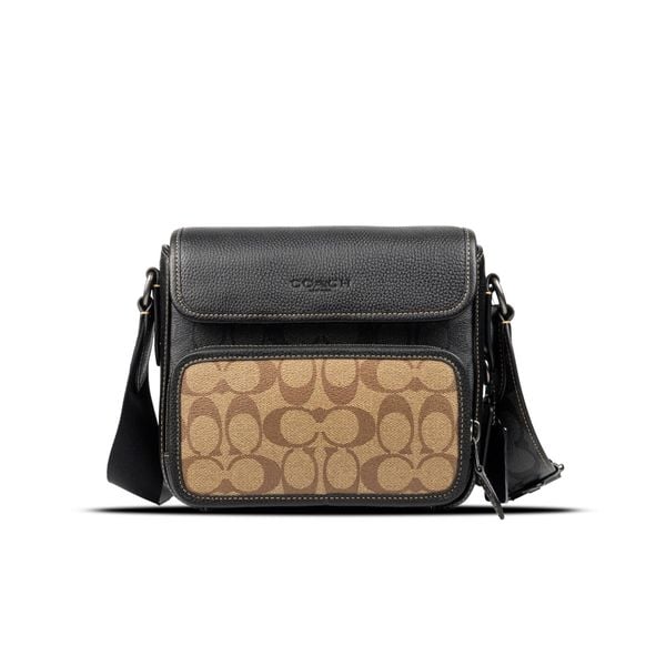  TÚI COACH SULLIVAN FLAP CROSSBODY IN SIGNATURE CANVAS MÀU NÂU ĐEN 