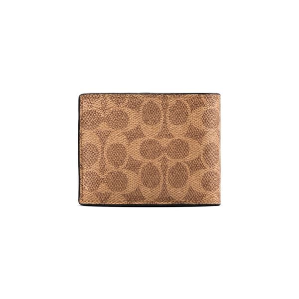  VÍ COACH NAM COMPACT ID WALLET IN SIGNATURE CANVAS ' TAN ' 916 
