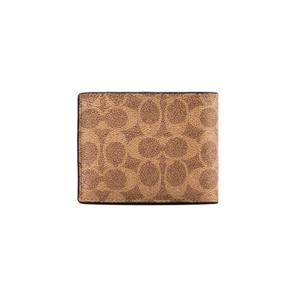  VÍ COACH NAM COMPACT ID WALLET IN SIGNATURE CANVAS ' TAN ' 