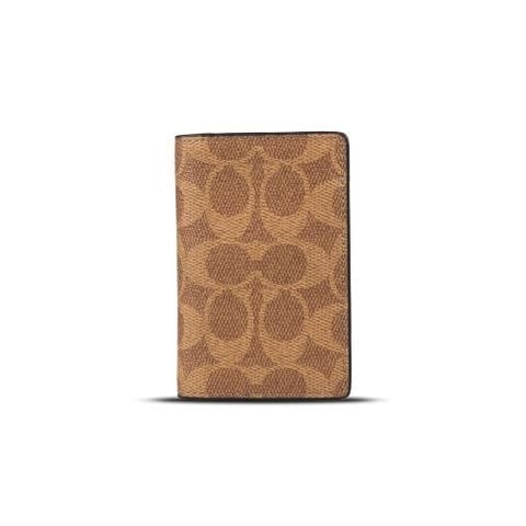  CARD HOLDER COACH WALLET IN SIGNATURE CANVAS ' BROWN ' CW367 