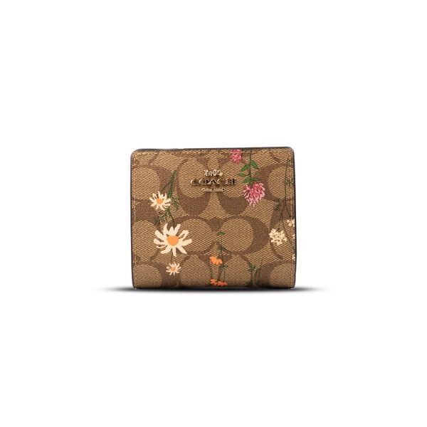  Ví Coach Bifold With Signature Floral Print Mini Wallet Beige Multi 