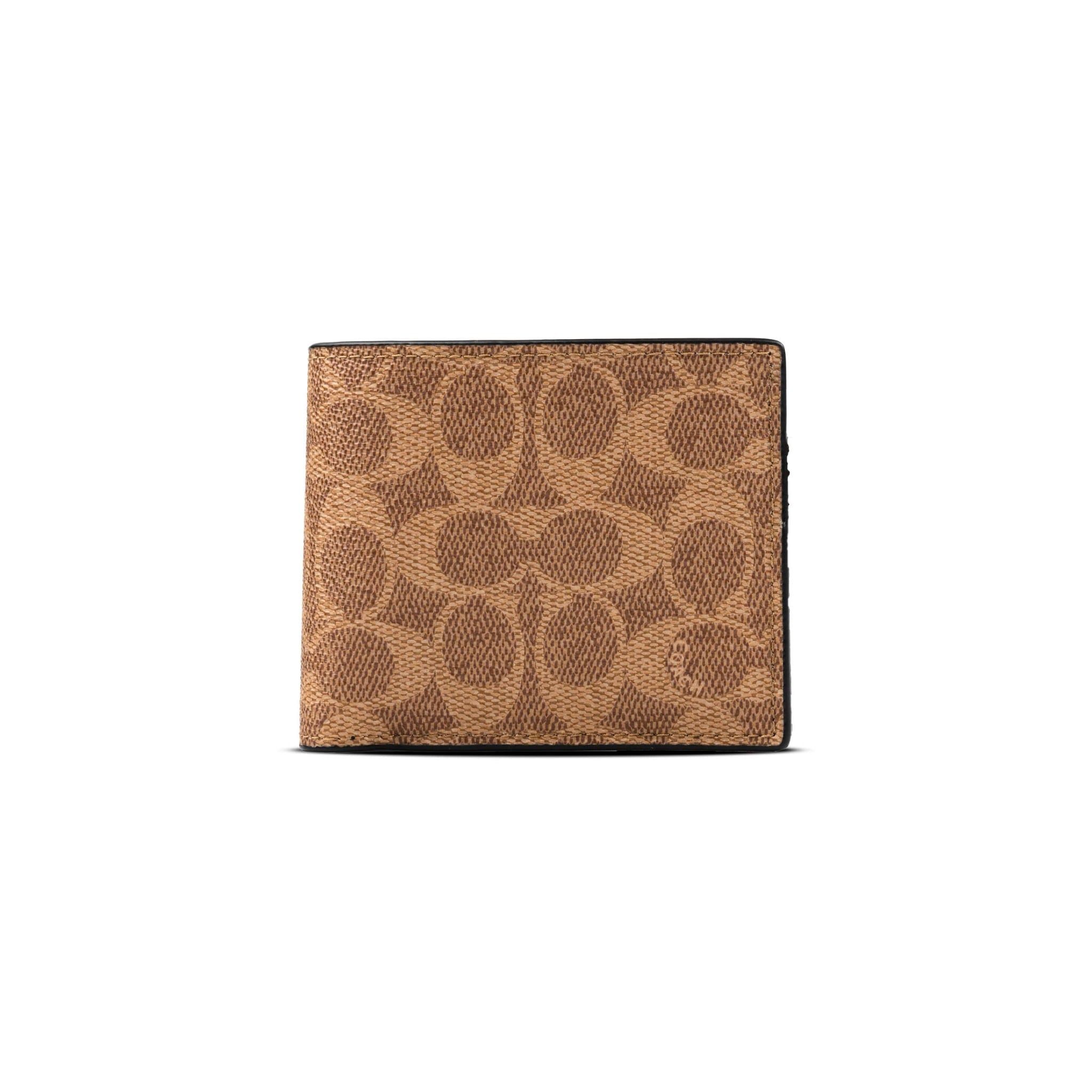  VÍ COACH NAM COMPACT ID WALLET IN SIGNATURE CANVAS ' TAN ' 916 