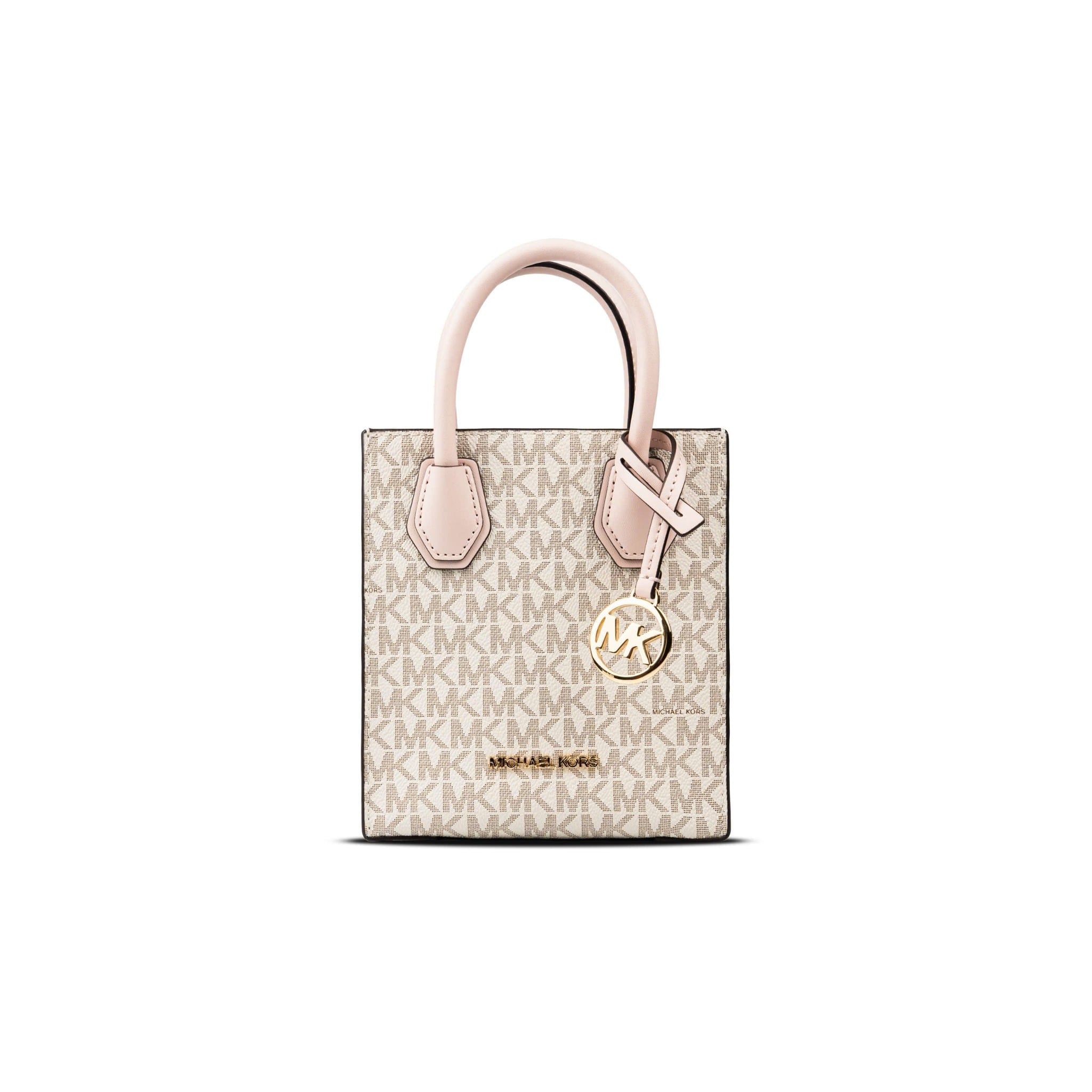  Túi Michael Kors MK Mercer Extra-Small Logo And Leather Crossbody Bag Màu Trắng Hồng 