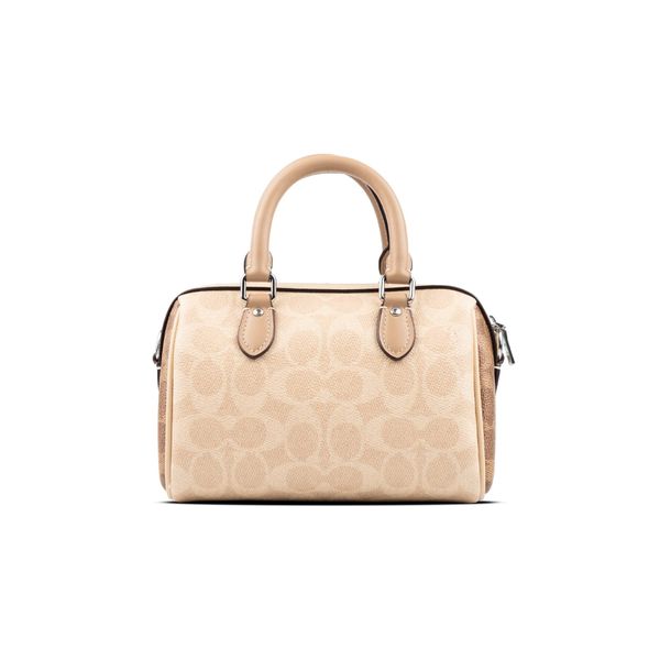  Túi Coach Mini Rowan Crossbody Bag In Blocked Signature Canvas Màu Kem Nâu 