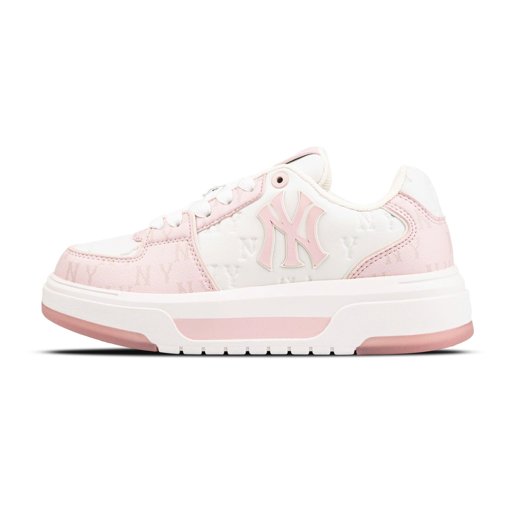  Giày MLB Chunky Liner Embo Monogram Màu Hồng Trắng 