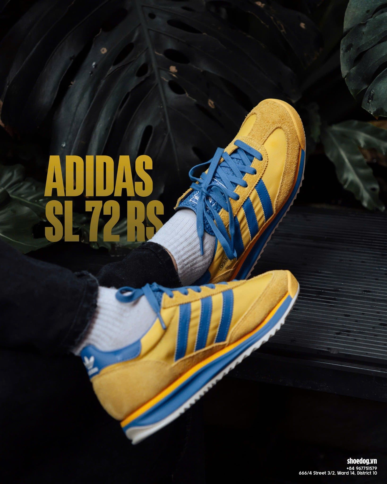  GIÀY ADIDAS ORIGINALS SL 72 RS TRAINERS IN YELLOW AND BLUE 