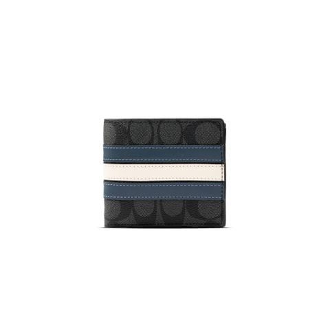  VÍ COACH NAM WALLET WITH VARSITY STRIPE ' NAVY BLACK WHITE ' 3008 