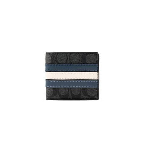  VÍ COACH NAM WALLET WITH VARSITY STRIPE ' NAVY BLACK WHITE ' 3008 