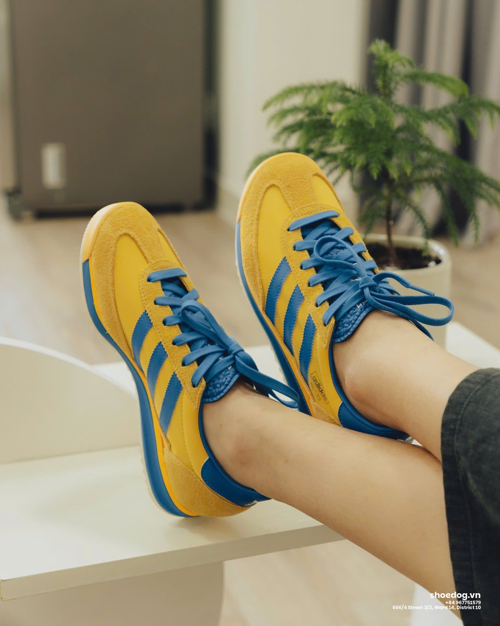  GIÀY ADIDAS ORIGINALS SL 72 RS TRAINERS IN YELLOW AND BLUE 