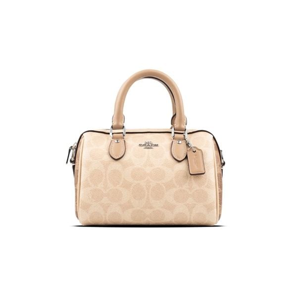  TÚI COACH MINI ROWAN 18 CROSSBODY IN BLOCKED SIGNATURE CANVAS ' BEIGE ' CW330 