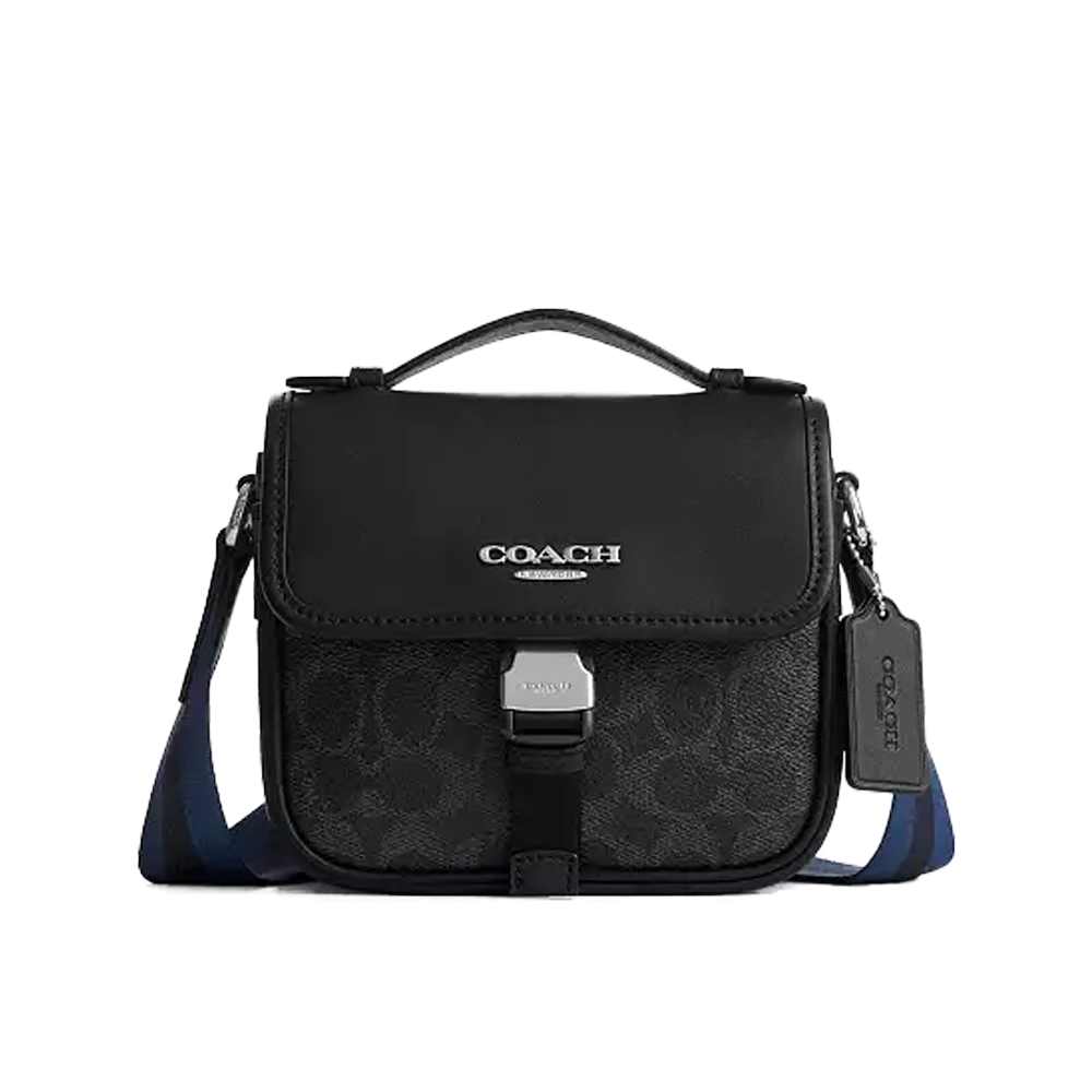  TÚI COACH RACER CROSSBODY WITH VARSITY STRIPE WEBBING ' BLACK LOGO ' CBG13 