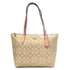  TÚI COACH ZIP TOP TOTE IN SIGNATURE CANVAS ' PINK ' B2580-4455 
