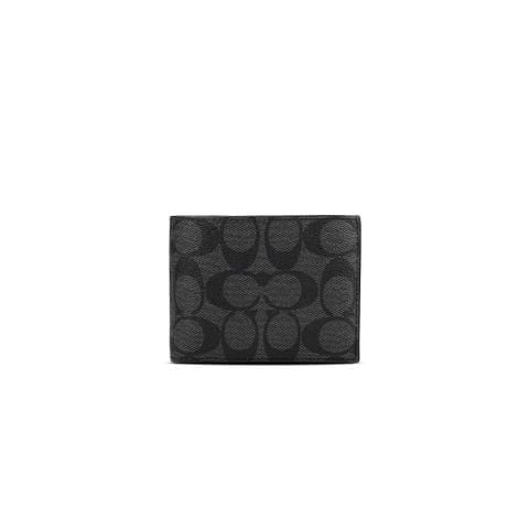  VÍ COACH NAM COMPACT ID WALLET IN SIGNATURE CANVAS ' BLACK ' 74993 
