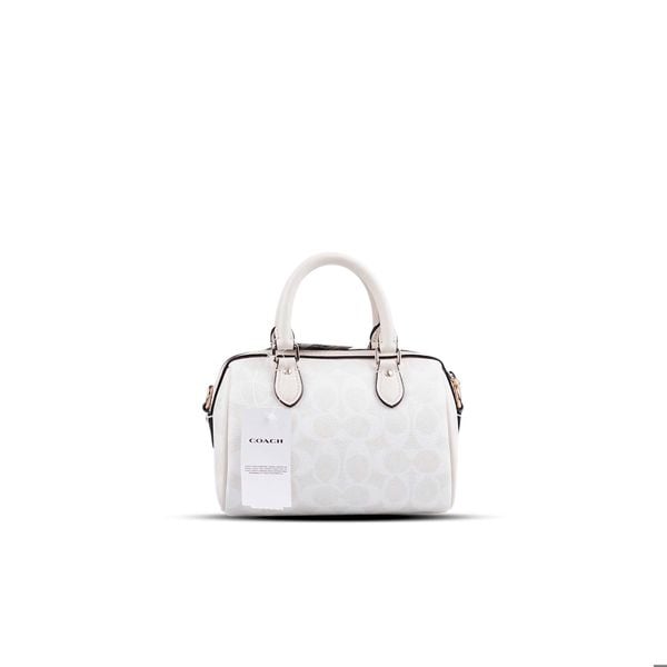  TÚI COACH MINI ROWAN 18 CROSSBODY IN BLOCKED SIGNATURE CANVAS ' WHITE ' CW329 