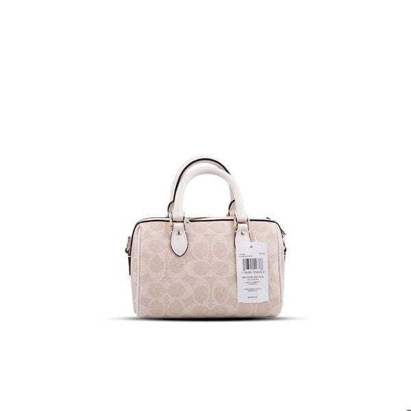  TÚI COACH MINI ROWAN 18 CROSSBODY IN BLOCKED SIGNATURE CANVAS ' BEIGE WHITE ' CW329 