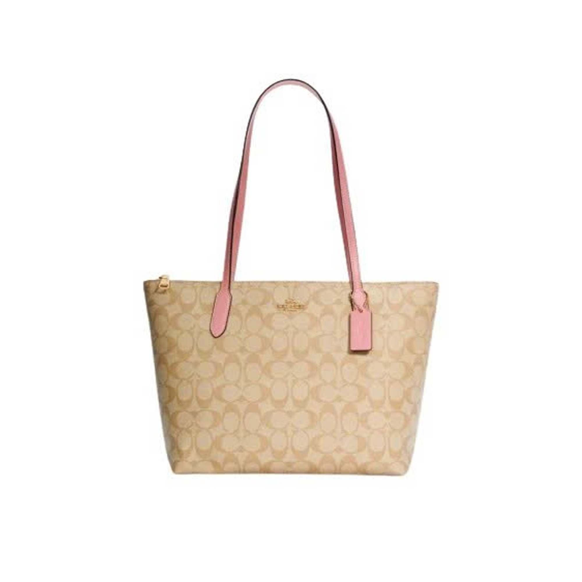  TÚI COACH ZIP TOP TOTE IN SIGNATURE CANVAS ' PINK ' B2580-4455 
