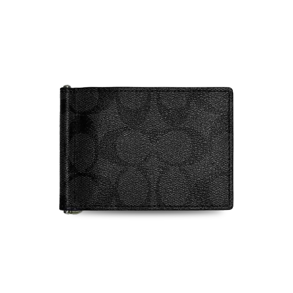  VÍ CARD HOLDER COACH SLIM MONEY CLIP BILLFORD ' BLACK ' 