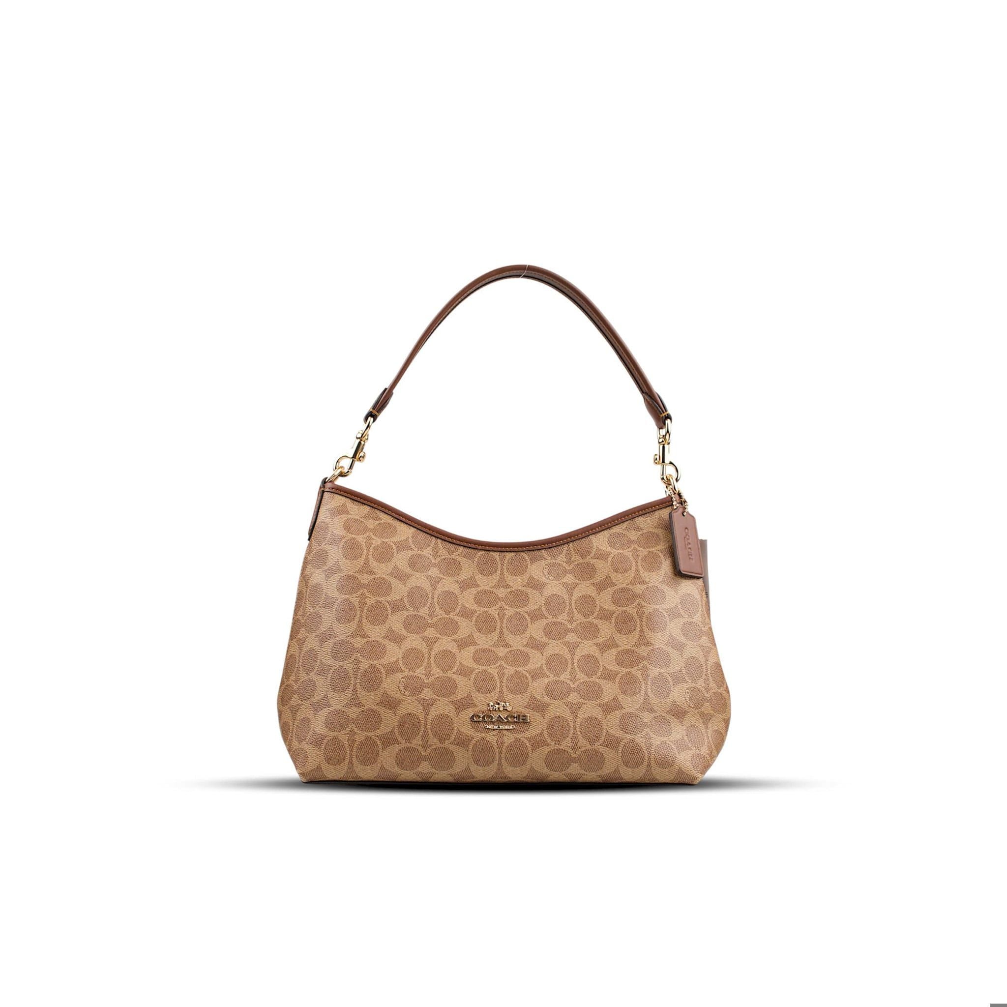  TÚI COACH LAUREL SHOULDER IN SIGNATURE CANVAS ' TAN ' CV975 