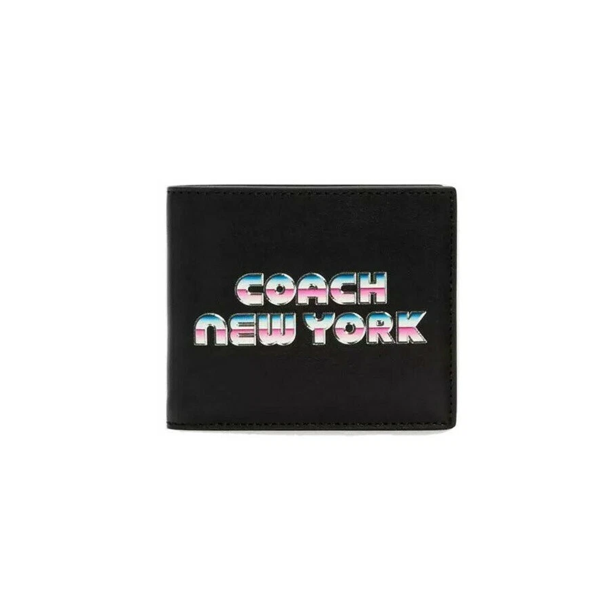  VÍ COACH NAM DOUBLE BILLFOLD WALLET WITH 80'S NEW YORK GRAPHIC C3412 