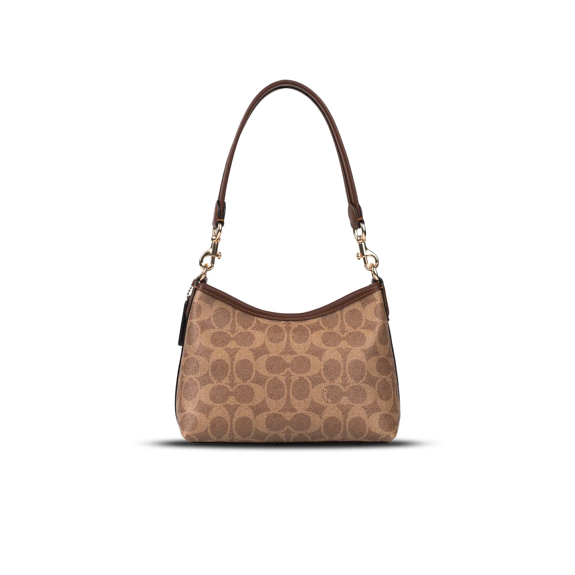  TÚI COACH LAUREL SMALL SHOULDER IN SIGNATURE CANVAS ' BROWN ' CBH15 