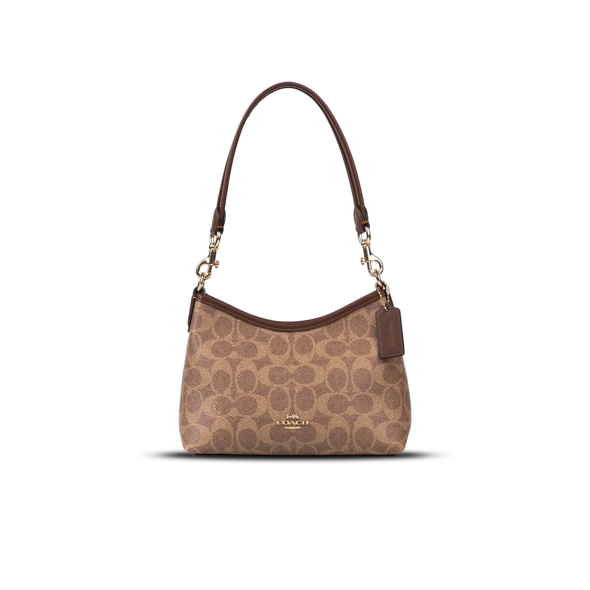  TÚI COACH LAUREL SMALL SHOULDER IN SIGNATURE CANVAS ' BROWN ' CBH15 