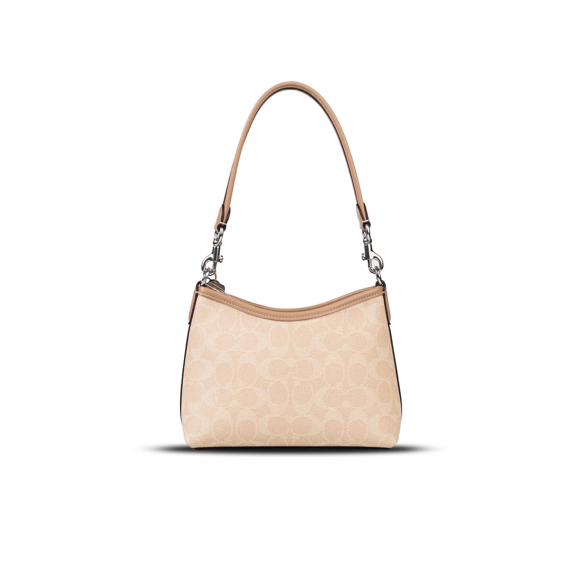  TÚI COACH LAUREL SMALL SHOULDER IN SIGNATURE CANVAS ' CREAM ' CBH15 