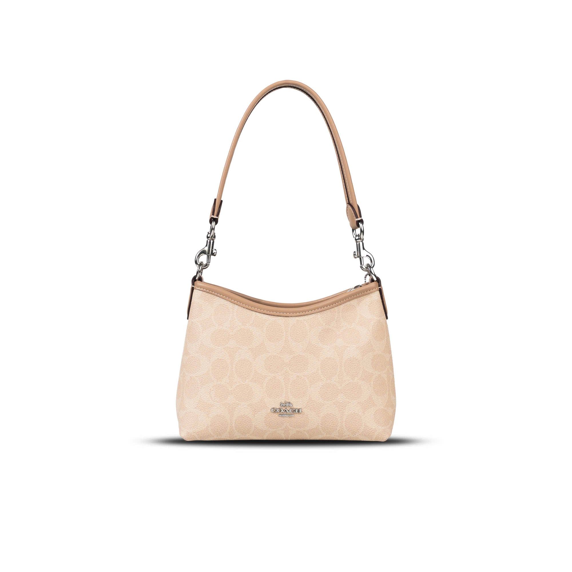  TÚI COACH LAUREL SMALL SHOULDER IN SIGNATURE CANVAS ' CREAM ' CBH15 