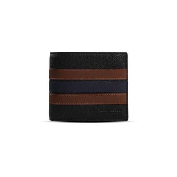  VÍ COACH NAM WALLET WITH VARSITY STRIPE ' NAVY BROWN ' 3007 
